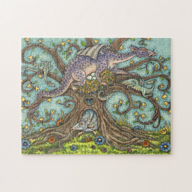 DRAGON EGGS, MEDIEVAL LAIR, FANTASY FOLK ART JIGSAW PUZZLE (Horizontal)