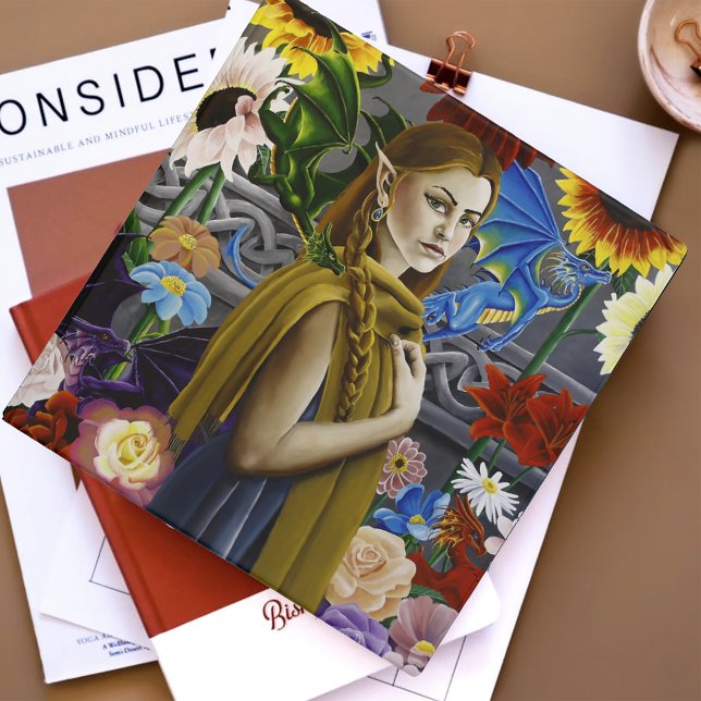 Dragon Elf Maiden Enchanted Flower Garden Fantasy 3 Ring Binder (Creator Uploaded)