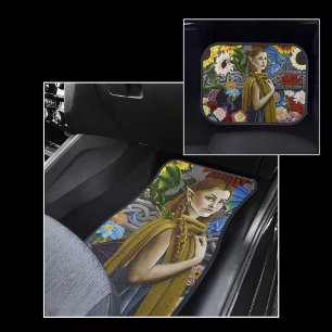 Dragon Elf Maiden Enchanted Flower Garden Fantasy Car Floor Mat