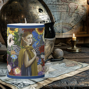 Dragon Elf Maiden Enchanted Flower Garden Fantasy Pillar Candle