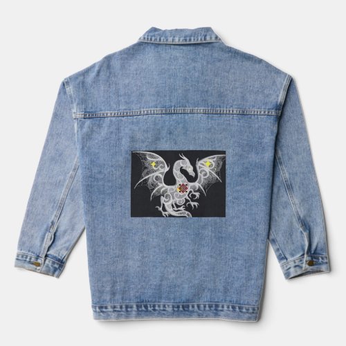 Dragon Embroidered Denim Delight Womens Jacket
