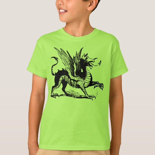Dragon Engraving - Black T-Shirt (Front)