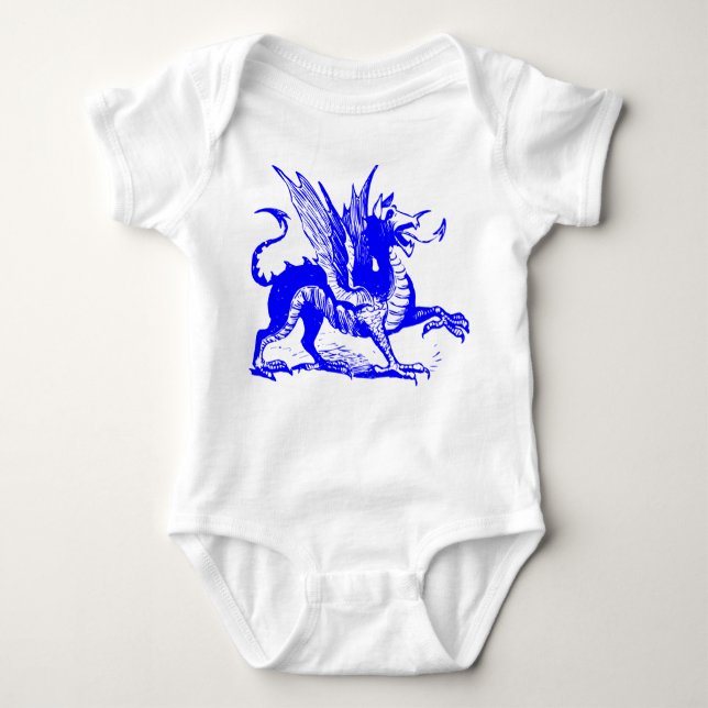 Dragon Engraving - Blue Baby Bodysuit (Front)