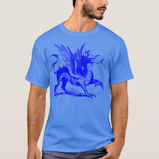 Dragon Engraving - Blue T-Shirt (Front)