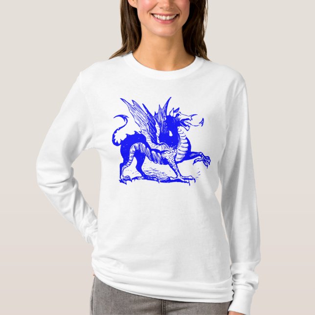 Dragon Engraving - Blue T-Shirt (Front)