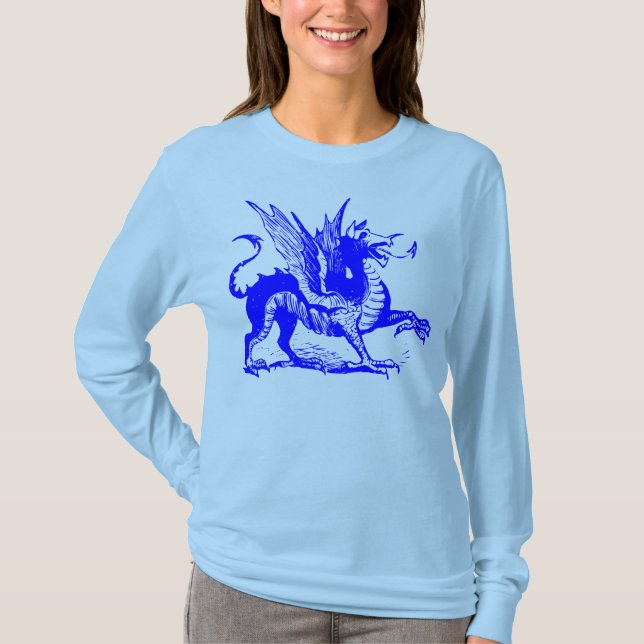 Dragon Engraving - Blue T-Shirt (Front)