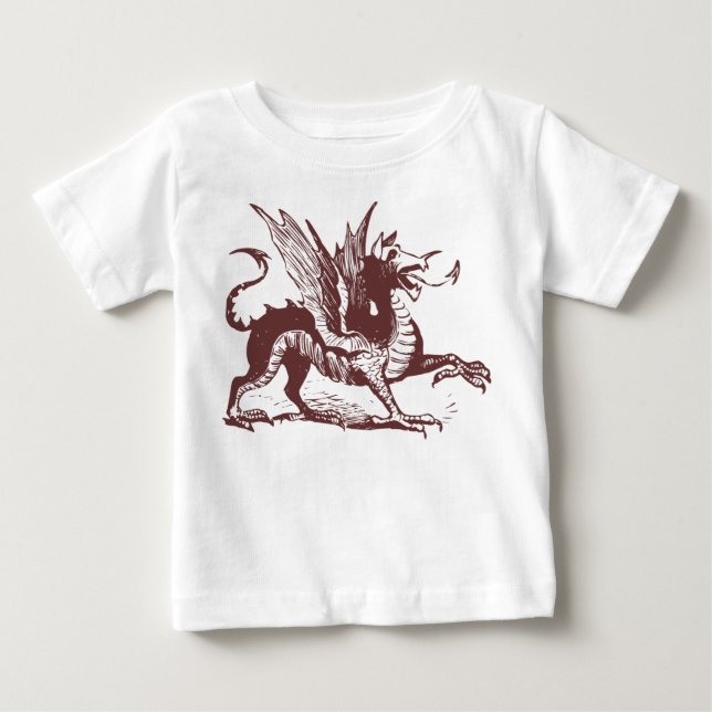 Dragon Engraving - Dark Brown Baby T-Shirt (Front)