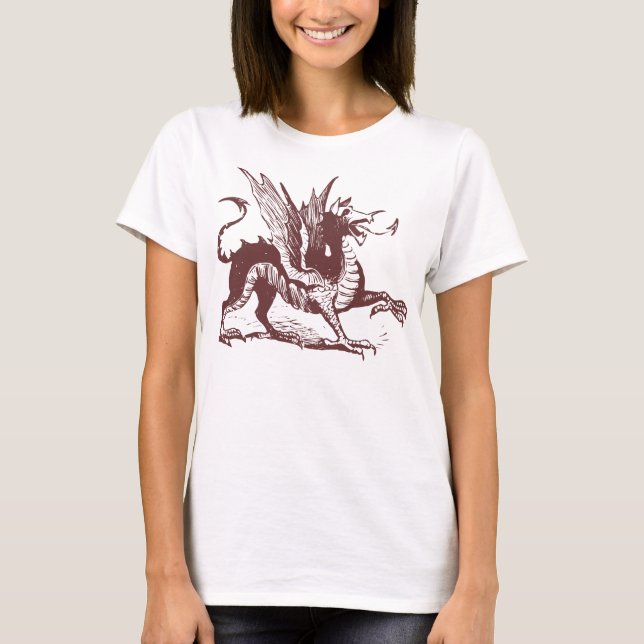 Dragon Engraving - Dark Brown T-Shirt (Front)