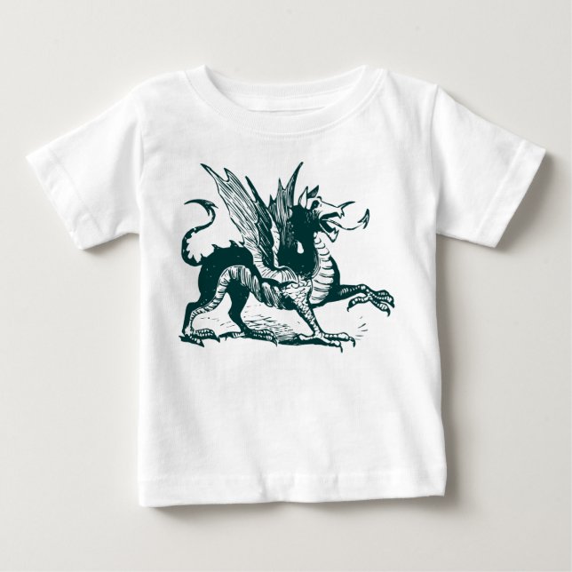 Dragon Engraving - Dark Green Baby T-Shirt (Front)