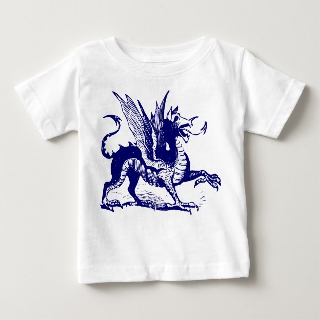 Dragon Engraving - Deep Navy Baby T-Shirt (Front)