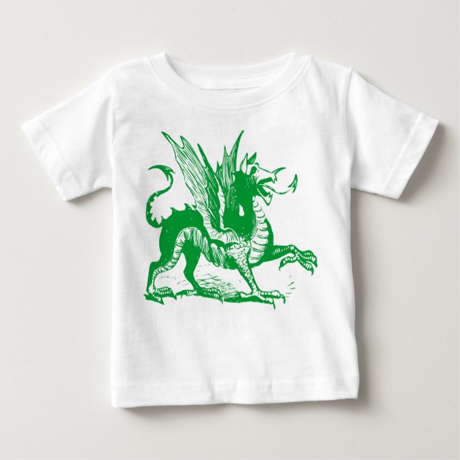 Dragon Engraving - Grass Green Baby T-Shirt (Front)