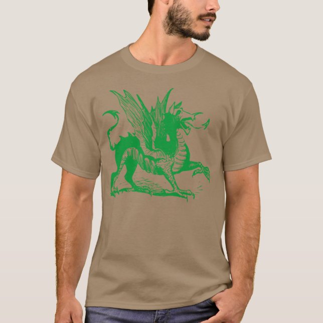 Dragon Engraving - Grass Green T-Shirt (Front)