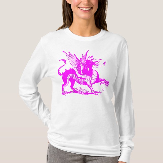 Dragon Engraving - Magenta T-Shirt (Front)
