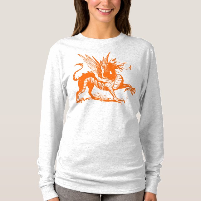Dragon Engraving - Orange T-Shirt (Front)