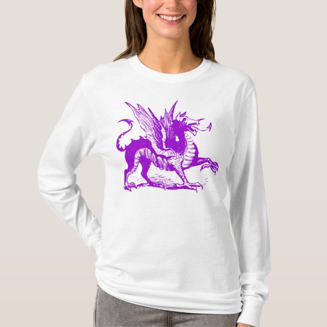 Dragon Engraving - Purple T-Shirt (Front)