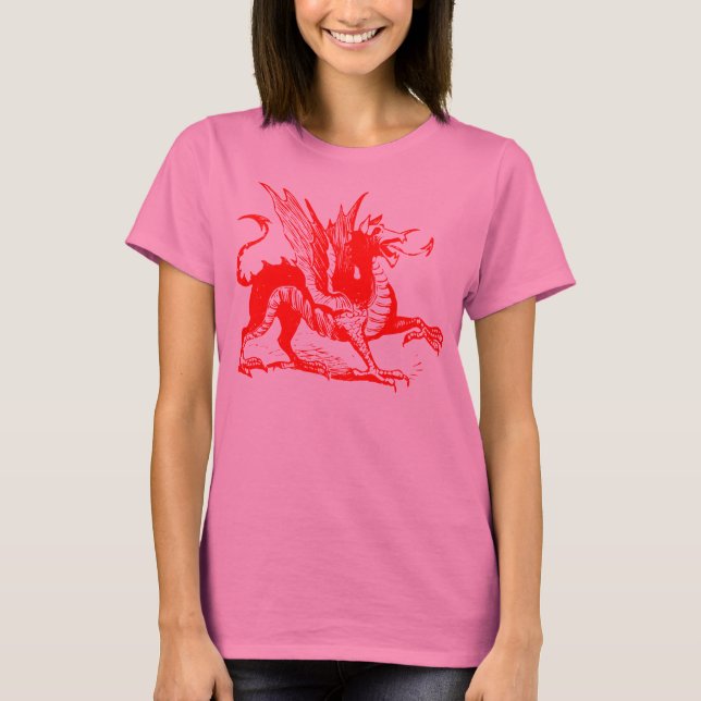 Dragon Engraving - Red T-Shirt (Front)