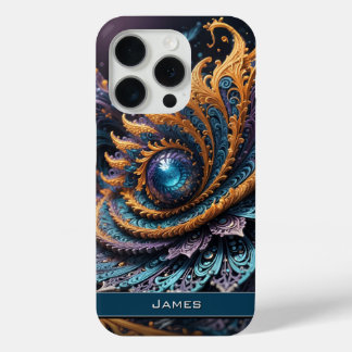 Dragon Eye Modern Abstract Geometric Fractal Name  iPhone 15 Pro Case