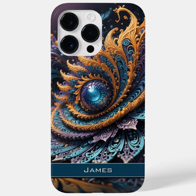 Dragon Eye Modern Abstract Geometric Fractal Name  Case-Mate iPhone Case (Back)