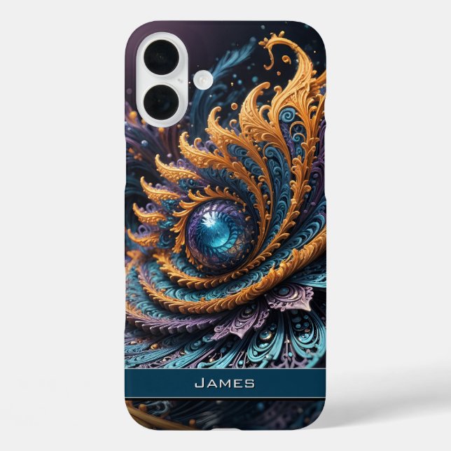 Dragon Eye Modern Abstract Geometric Fractal Name  Case-Mate iPhone Case (Back)