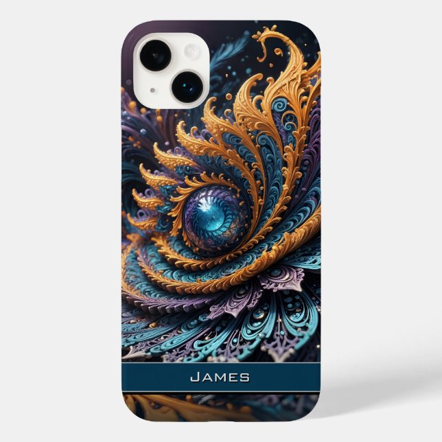 Dragon Eye Modern Abstract Geometric Fractal Name  Case-Mate iPhone Case (Back)