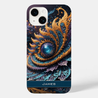 Dragon Eye Modern Abstract Geometric Fractal Name  Case-Mate iPhone 14 Case