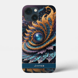 Dragon Eye Modern Abstract Geometric Fractal Name  iPhone 13 Mini Case