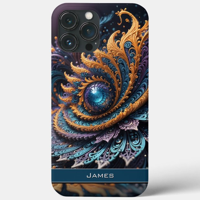 Dragon Eye Modern Abstract Geometric Fractal Name  Case-Mate iPhone Case (Back)