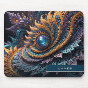 Dragon Eye Modern Abstract Geometric Fractal Name Mouse Pad