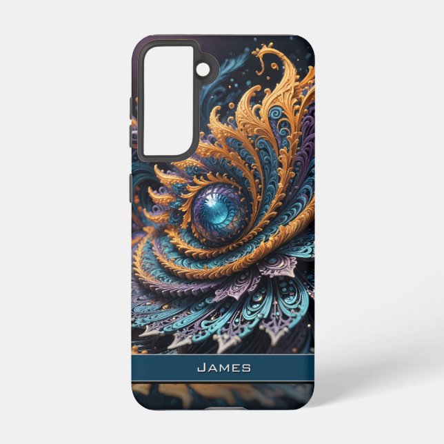 Dragon Eye Modern Abstract Geometric Fractal Name  Samsung Galaxy Case (Back)
