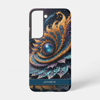 Dragon Eye Modern Abstract Geometric Fractal Name  Samsung Galaxy S22 Case