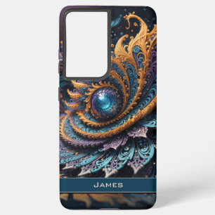 Dragon Eye Modern Abstract Geometric Fractal Name  Samsung Galaxy S21 Ultra Case