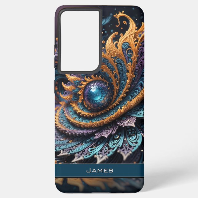 Dragon Eye Modern Abstract Geometric Fractal Name  Samsung Galaxy Case (Back)