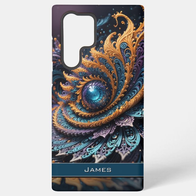 Dragon Eye Modern Abstract Geometric Fractal Name  Samsung Galaxy Case (Back)