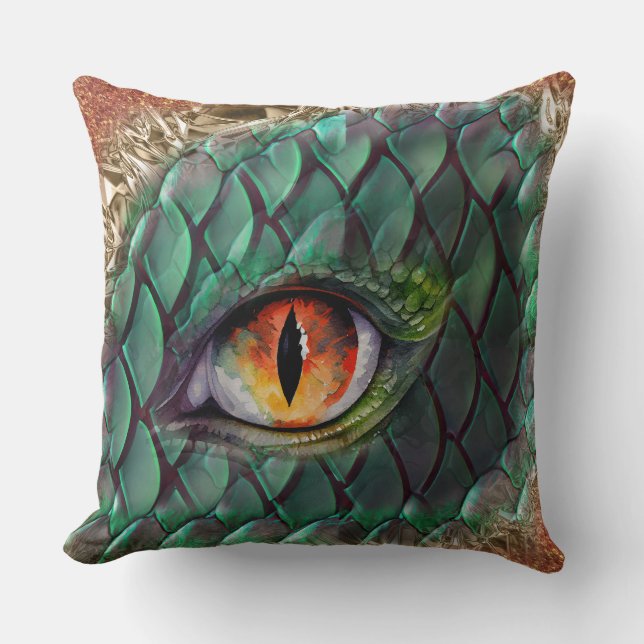 Dragon Eye Mythical Fantasy Throw Pillow (Front)