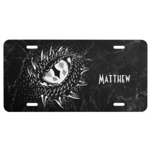Dragon Eye On Black Marble Monogram License Plate