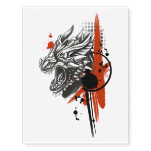 Dragon Face Trash Polka Temporary Tattoos