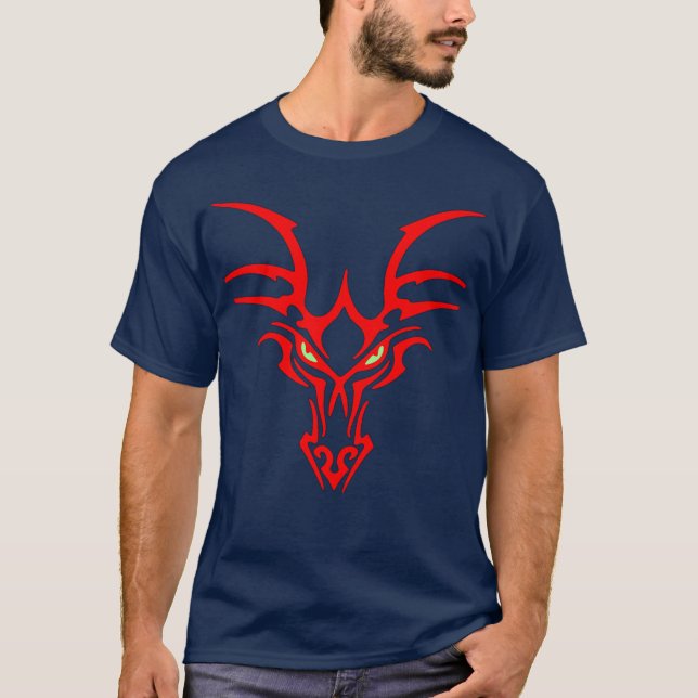Dragon Face with green glowing eyes Shirt (Front)