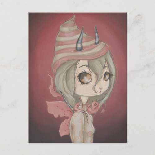 Dragon fairy postcard pink