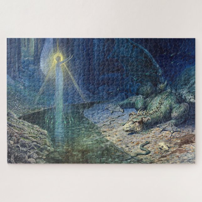 Dragon & Fairy Vintage Fantasy Art Jigsaw Puzzle (Horizontal)