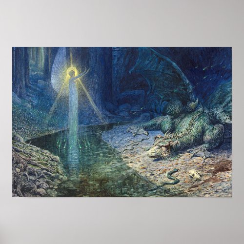 Dragon  Fairy Vintage Fantasy Art Poster