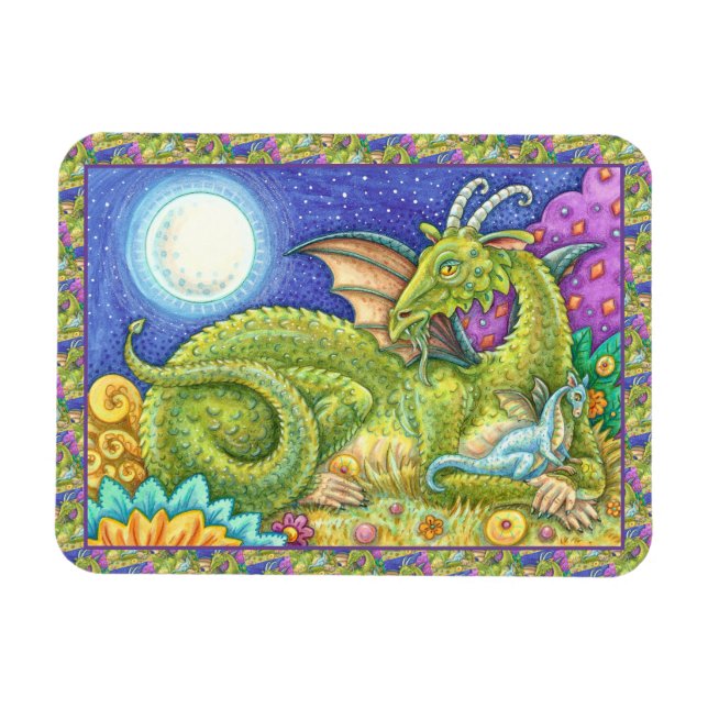 DRAGON FAMILY NEXT GENERATION, WHIMSICAL FANTASY MAGNET (Horizontal)