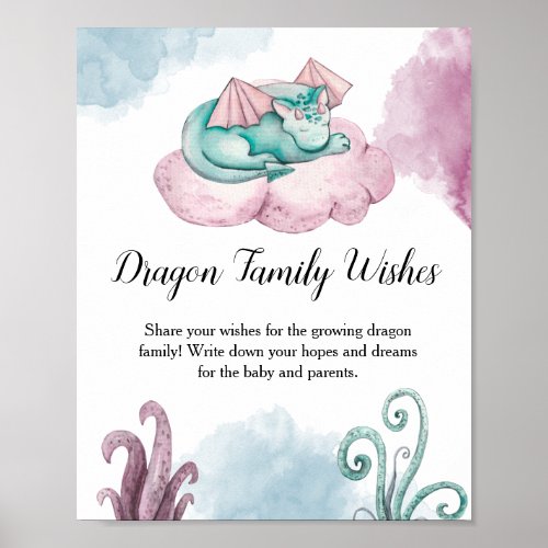 Dragon Family Wishes Dragon Baby Shower Advice Poster