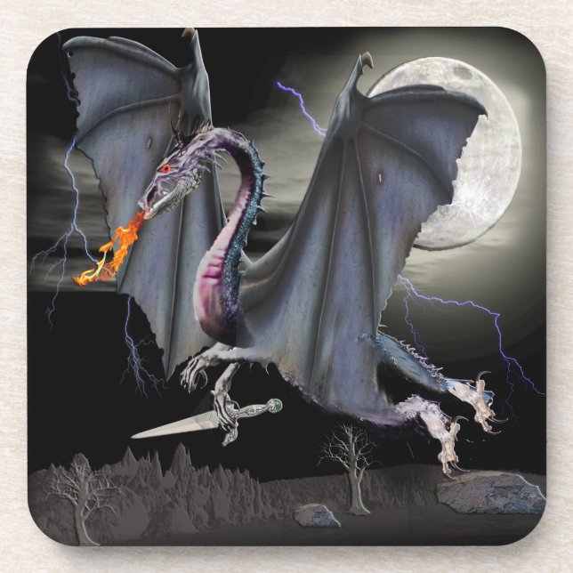 Dragon Fantasy art Beverage Coaster (Front)