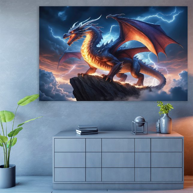 Dragon Fantasy Cliff Lightning Poster (Creator Uploaded)