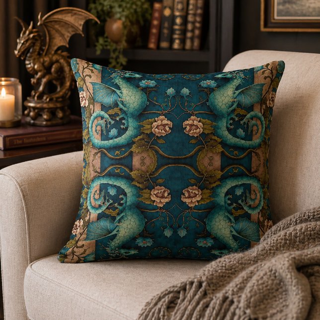 Dragon Fantasy Gothic Medieval Throw Pillow (Creator Uploaded)