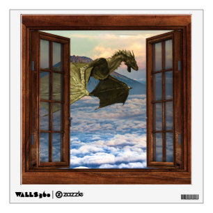 Dragon Fantasy Magic  Faux Window Wall Decal