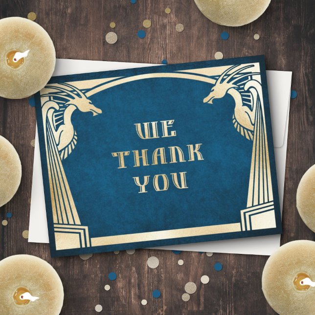 Dragon Fantasy Modern Deco Wedding Thank You Card (Creator Uploaded)