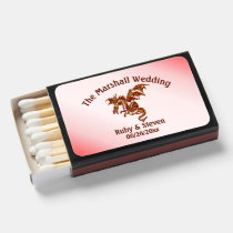 Dragon Fantasy Red Design Pink Names and Date Matchboxes