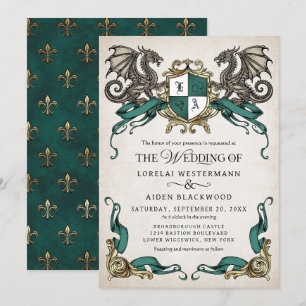 Dragon Fantasy Shield Wedding Invitation