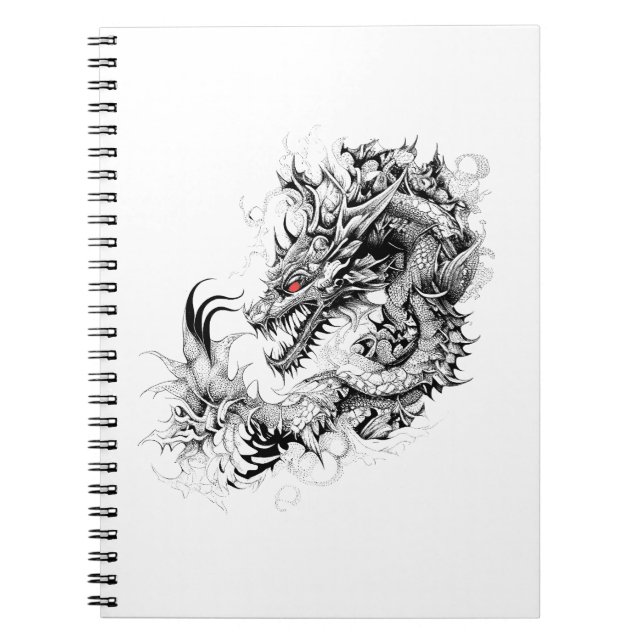 Dragon Fantasy Wild Animal Illustration Art Tattoo Notebook (Front)